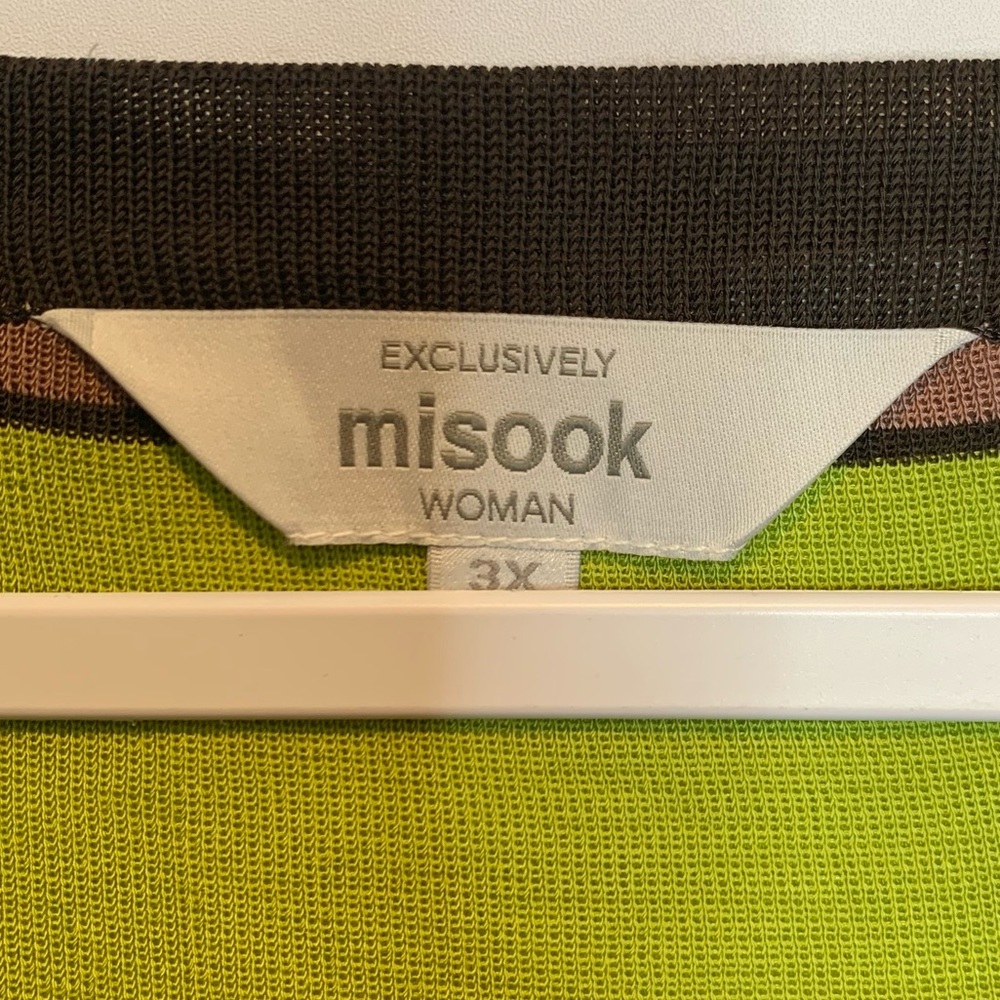 Misook Women’s Striped Knit Top Sweater Brown Green Orange - Picture 2 of 4